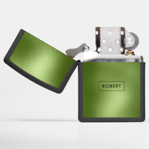 Shiny Green Abstract Background Monogram Zippo Lighter