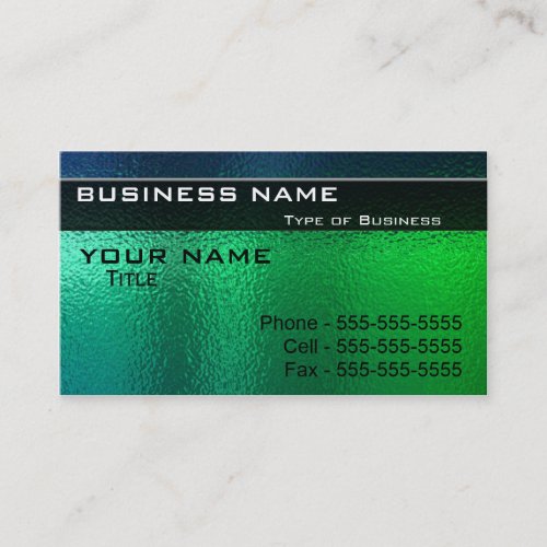 Shiny Green and Blue Metal Generic Business Cards
