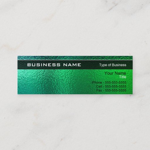 Customizable Shiny Green and Blue Metal Generic Business Card Template