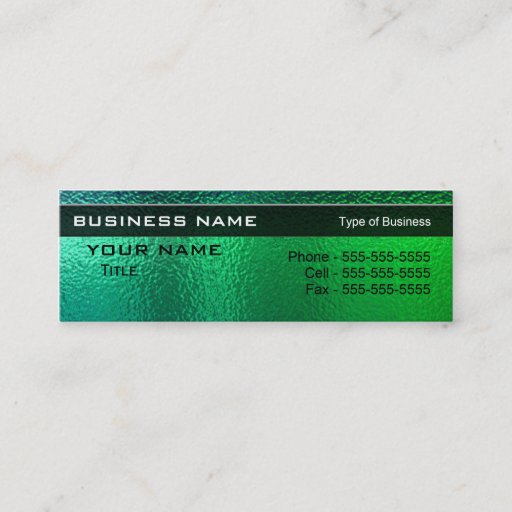 Customizable Shiny Green and Blue Metal Generic Business Card