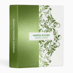 Shiny Green Background & Floral Lace Mini Binder