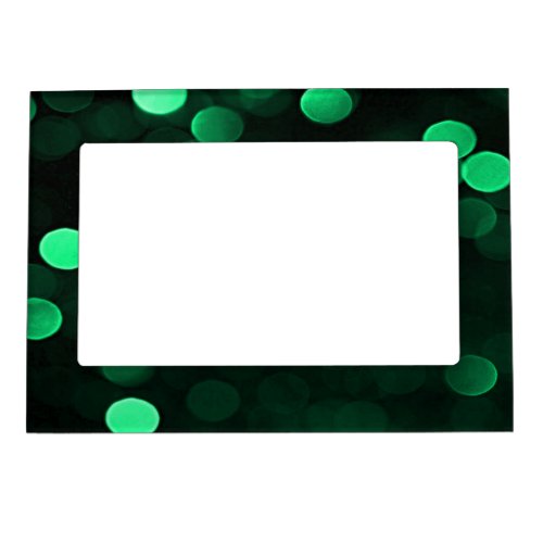 Shiny Green Christmas Lights Bokeh Magnetic Photo Frame
