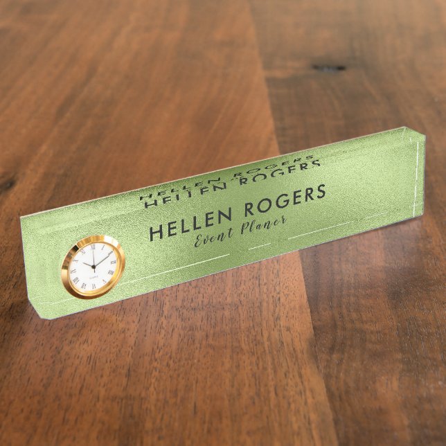 Shiny Green Modern Background Desk Name Plate (Side)