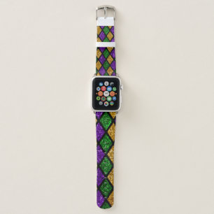 Shiny green, purple and golden glittering paillett apple watch band