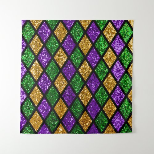 Shiny green purple and golden glittering paillett tapestry