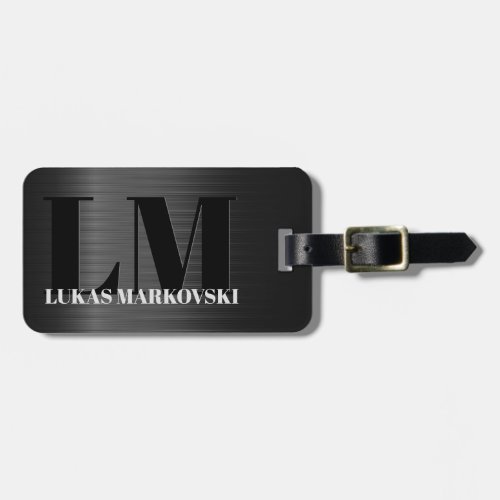 Shiny Grey Carbon Fibre Texture Luggage Tag 2