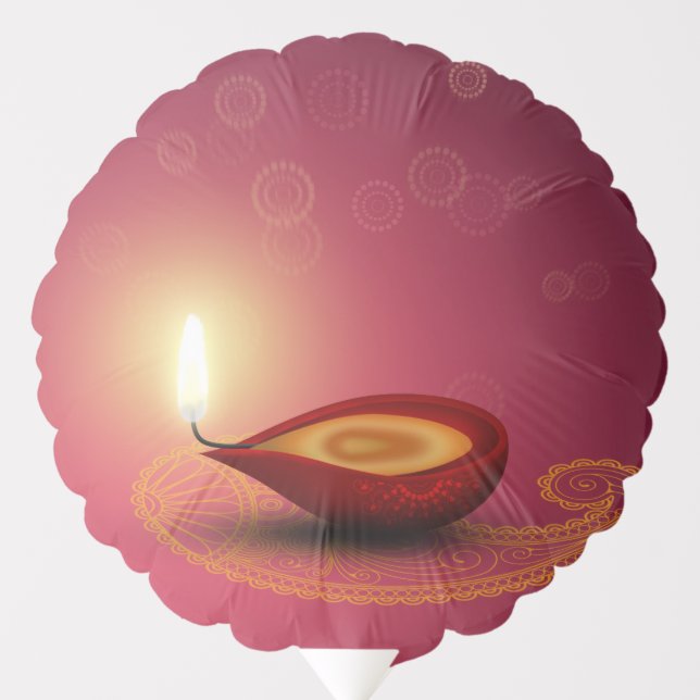 Shiny Happy Diwali Diya Balloon (Front)