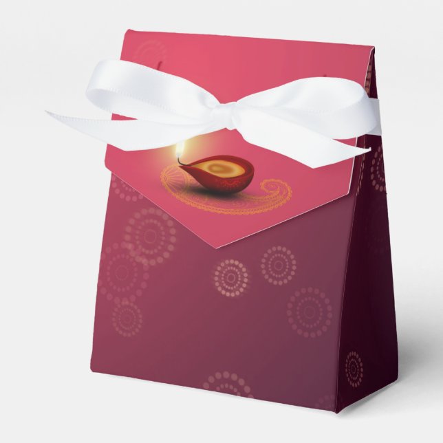 Shiny Happy Diwali Diya - Favor Box Tent (Front Side)