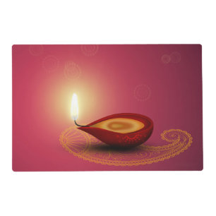 Shiny Happy Diwali Diya - Laminated Placemat