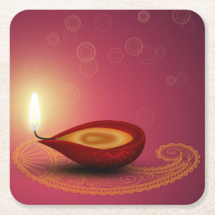Shiny Happy Diwali Diya - Paper Coaster