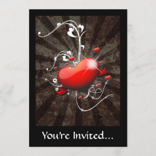 Shiny Heart with Swirly Grunge Background Invitation