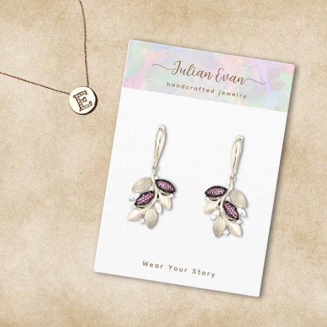 Shiny Holographic Aura Opal Stone Jewelry Display Business Card (Shiny Holographic Aura Opal Stone Jewelry Display Business Card )