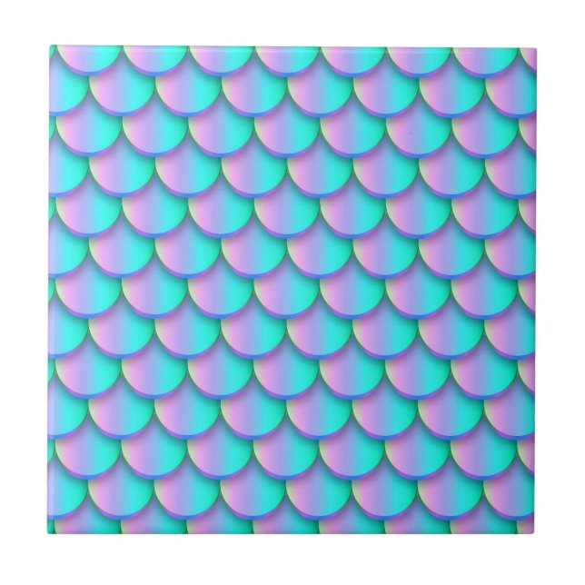 Shiny holographic mermaid tail  ceramic tile (Front)