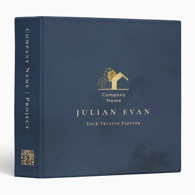Shiny House Logo Navy Blue and Gold Professional 3 Ring Binder (Front/Spine)