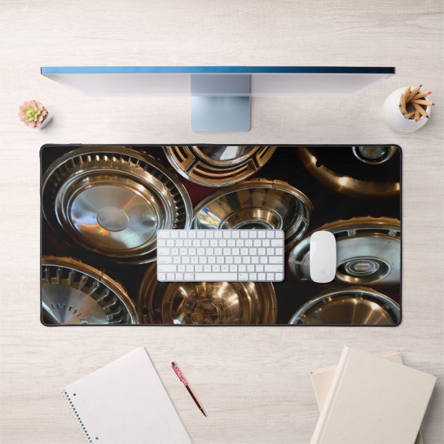 Shiny Hubcaps Art Garage Man Cave Desk Mat Pad (Office 1)