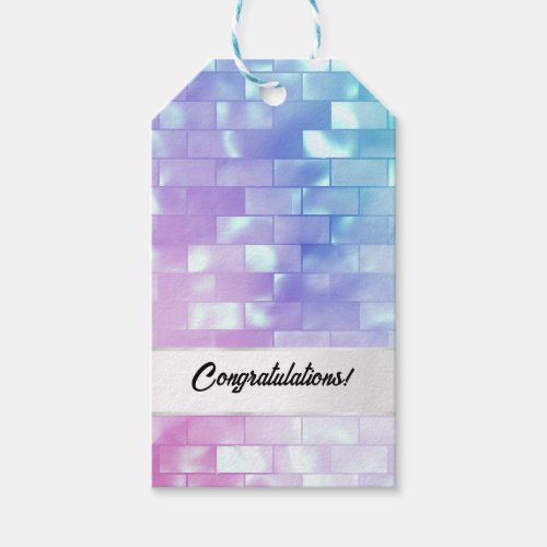Shiny iridescent pink blue pearl shimmer girly  gift tags