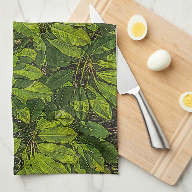 Shiny Leaves in Sunlight  Kitchen Towel (Quarter Fold)