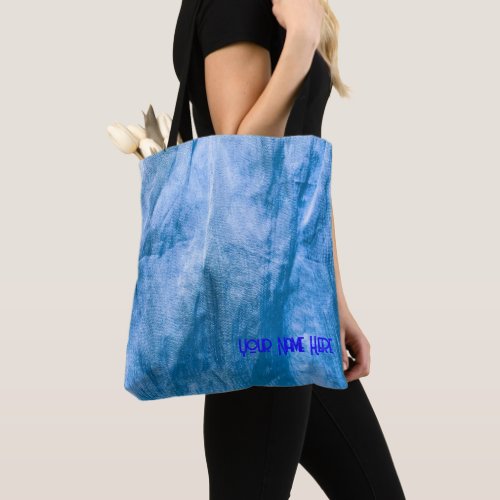 Shiny Light Blue Linen Pattern Customized Tote Bag