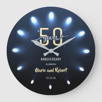 Shiny Lights 50 Years Wedding Anniversary Clock by Pick_Up_Me at Zazzle