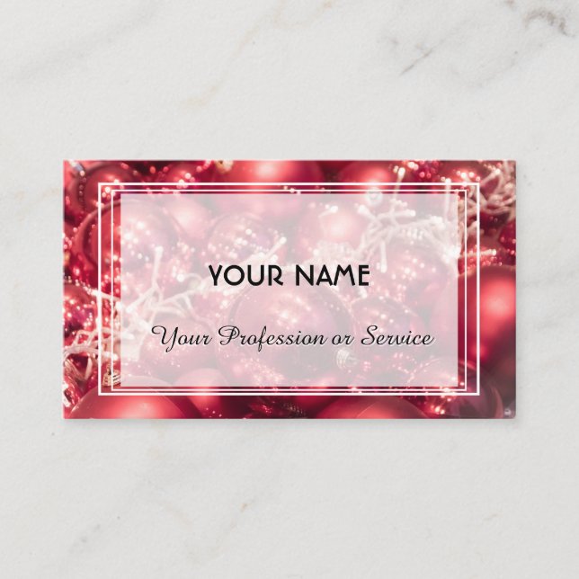 Shiny lights abstract red Christmas balls Business Card (Front)