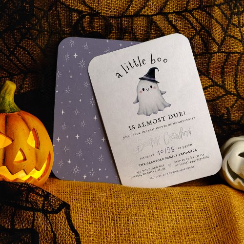 Shiny Little Boo Halloween Girl Baby Shower Foil Invitation