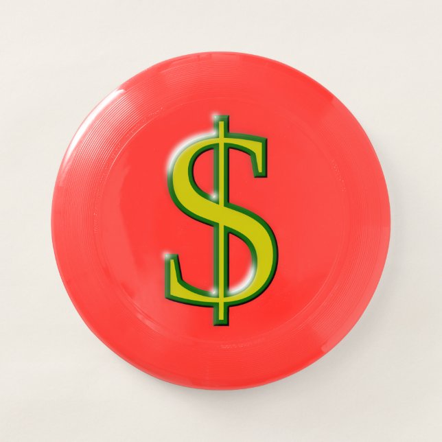Shiny Look Dollar Sign ($) Symbol Wham-O Frisbee (Front)