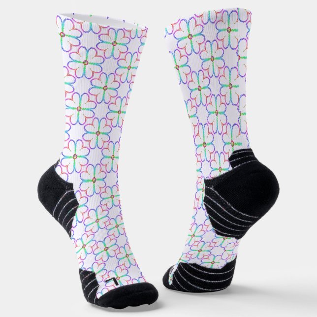 Shiny lucky four-leaf clover socks (Angled)
