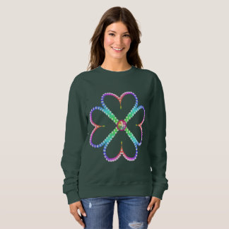 Shiny lucky four-leaf clover sweatshirt