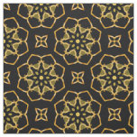 Shiny Luxurious Gold and Black Moroccan Mosaic Fabric