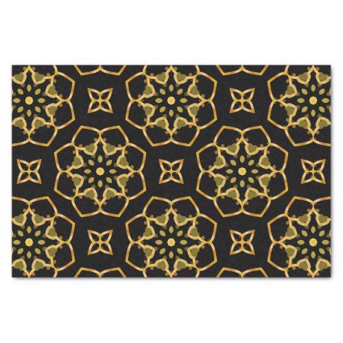 Shiny Luxurious Gold and Black Moroccan Mosaic Tissue Paper