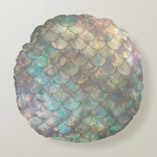 Shiny Mermaid Print Round Pillow