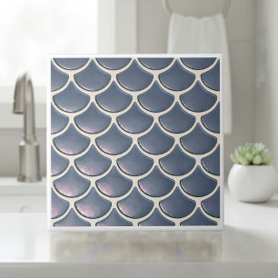 Shiny Mermaid Scale Pattern Navy Blue ID1199 Ceramic Tile