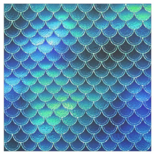 Shiny Mermaid Scales Glitter TealBlue ID598 Fabric