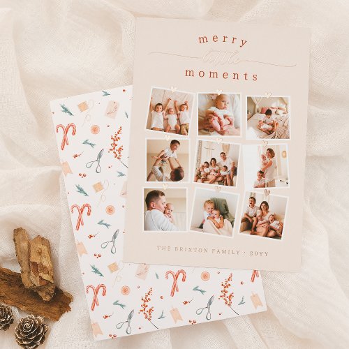 Shiny Merry Little Moments 9 Photo Christmas Foil Holiday Card