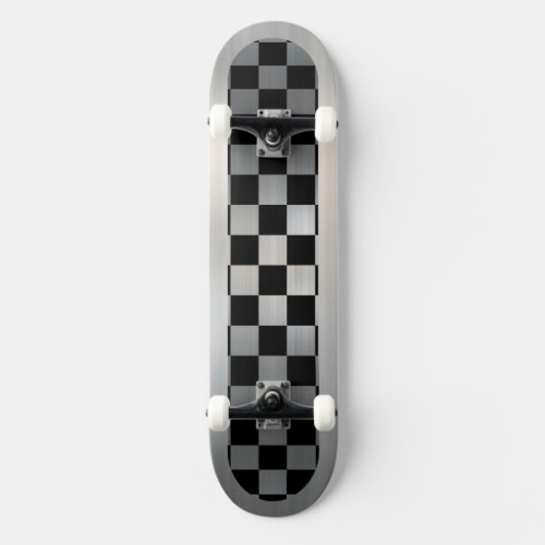 Shiny Metal Checker Board Skateboard