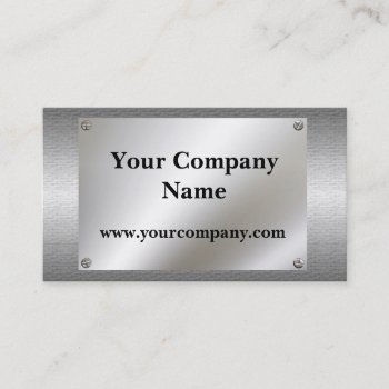 Shiny Metal Look With Screws Business Cards by MetalShop at Zazzle