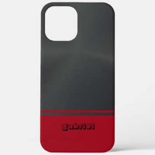 Shiny Metallic Black and Red iPhone 12 Pro Max Case