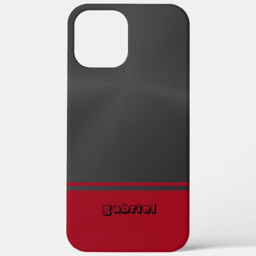 Shiny Metallic Black and Red iPhone 12 Pro Max Case