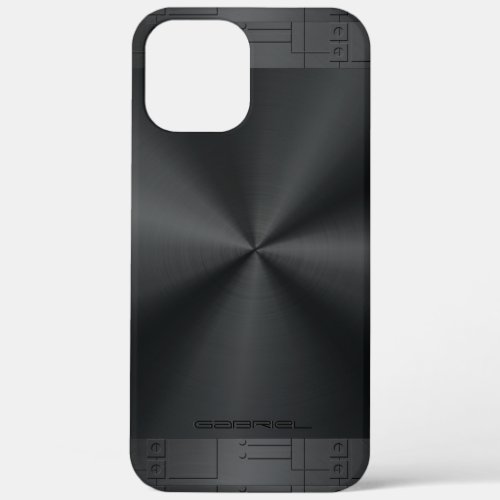 Shiny Metallic Black Geometric Accents iPhone 12 Pro Max Case