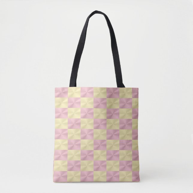 Shiny metallic effect rose-pink and gold pattern tote bag (Front)