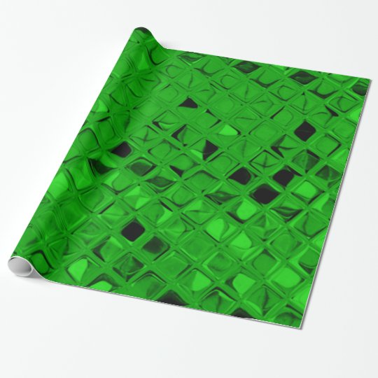 Shiny Metallic Emerald Green Diamond Serpentine Wrapping Paper