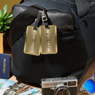 Shiny Metallic Faux Gold Stainless Steel Look Luggage Tag