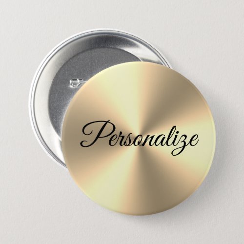 Shiny metallic gold large pinback button