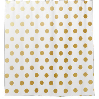 Shiny Metallic Gold Polka Dots Pattern Shower Curtain