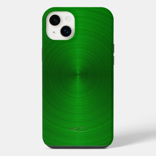 Shiny Metallic Green Texture Stainless Steel Look iPhone 14 Plus Case