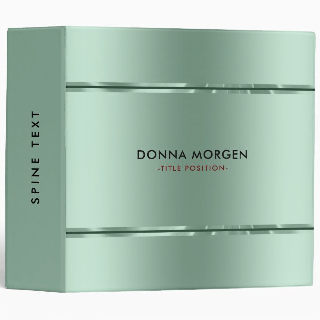 Shiny metallic Light-green & Black Stripes 3 Ring Binder (Front/Spine)