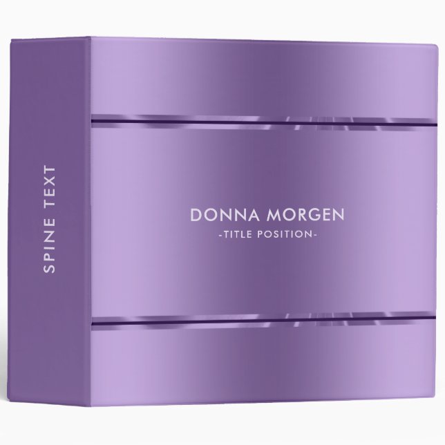 Shiny metallic Light-Purple & Black Stripes 3 Ring Binder (Front/Spine)