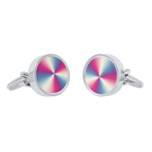 Shiny Metallic Multicolor Stainless Steel Silver Cufflinks