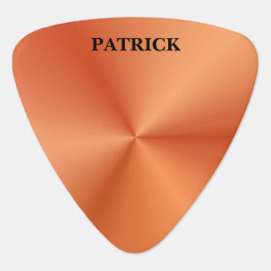Shiny Metallic Orange Texture Black Monogram Guitar Pick