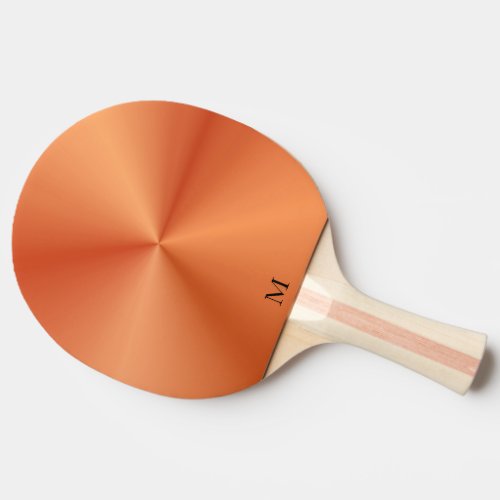 Shiny Metallic Orange Texture Monogram Ping Pong Paddle